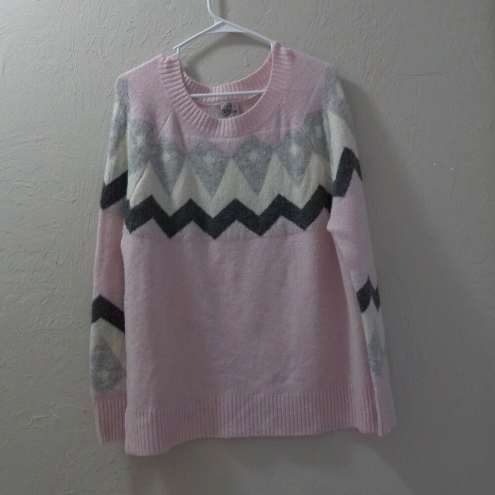 Como Vintage Pink Argyle Knit Sweater | Size L